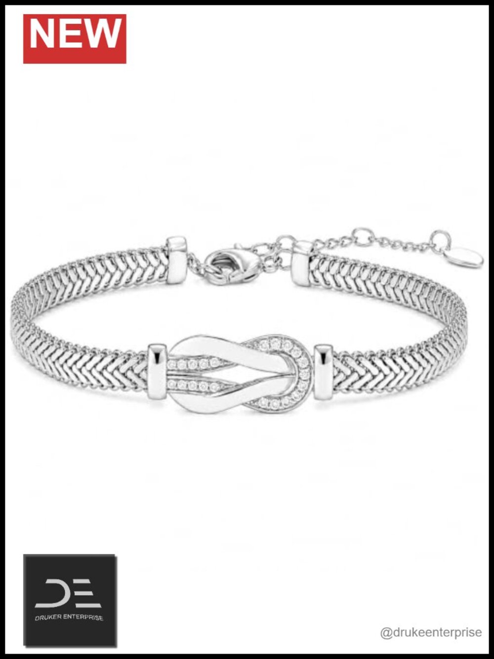 Elegant Adjustable Horseshoe Buckle Bracelet with CZ Accents for Women